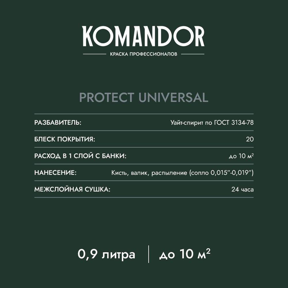 KOMANDOR PROTECT UNIVERSAL эмаль алкидная полуматовая															